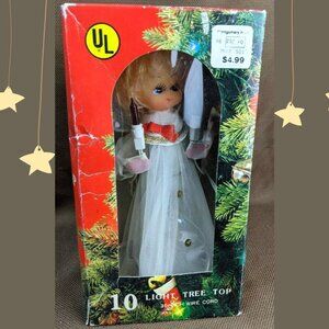 Vintage COLORFUL Light Tree Topper Christmas Angel Top netting IOB